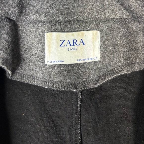 Zara Women Gray Felt Texture Short Open Peacoat - Picture 5 of 12